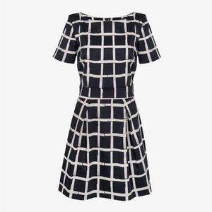 French Connection Paint Checkered Richie Dress Mini 10 Tulip Skirt Cotton Mod